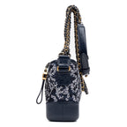 Shoulder Bag Gabrielle Hobo Logo Motif Small Navy Sequin with Lambskin