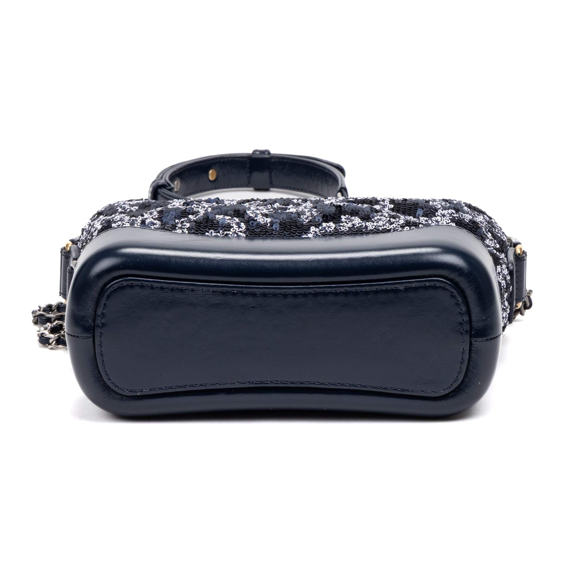 Shoulder Bag Gabrielle Hobo Logo Motif Small Navy Sequin with Lambskin