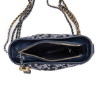 Shoulder Bag Gabrielle Hobo Logo Motif Small Navy Sequin with Lambskin