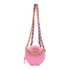 Shoulder Bag 19 Round Clutch Mini Pink Denim Quilted Canvas