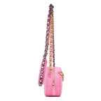 Shoulder Bag 19 Round Clutch Mini Pink Denim Quilted Canvas