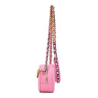 Shoulder Bag 19 Round Clutch Mini Pink Denim Quilted Canvas