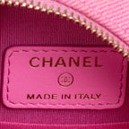 Shoulder Bag 19 Round Clutch Mini Pink Denim Quilted Canvas