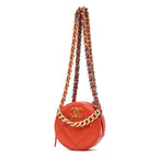 Shoulder Bag 19 Round Clutch Mini Red Quilted Lambskin