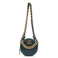 Shoulder Bag 19 Round Chain Clutch Crossbody Mini Dark Green Lambskin Quilted Leather
