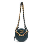 Shoulder Bag 19 Round Chain Clutch Crossbody Mini Dark Green Lambskin Quilted Leather
