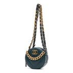Shoulder Bag 19 Round Chain Clutch Crossbody Mini Dark Green Lambskin Quilted Leather