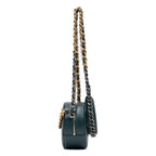 Shoulder Bag 19 Round Chain Clutch Crossbody Mini Dark Green Lambskin Quilted Leather