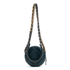 Shoulder Bag 19 Round Chain Clutch Crossbody Mini Dark Green Lambskin Quilted Leather