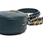 Shoulder Bag 19 Round Chain Clutch Crossbody Mini Dark Green Lambskin Quilted Leather
