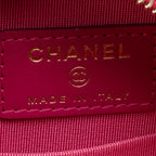 Shoulder Bag Round Chain Clutch Crossbody Mini Pink Houndstooth Tweed