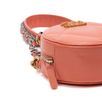 Shoulder Bag 19 Round Chain Clutch Crossbody Mini Pink Peach Lambskin Quilted Leather