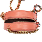 Shoulder Bag 19 Round Chain Clutch Crossbody Mini Pink Peach Lambskin Quilted Leather