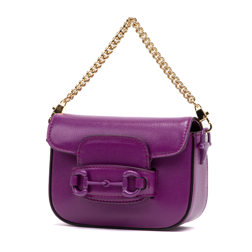 Shoulder Bag Horsebit 1955 Mini Purple Calfskin Leather