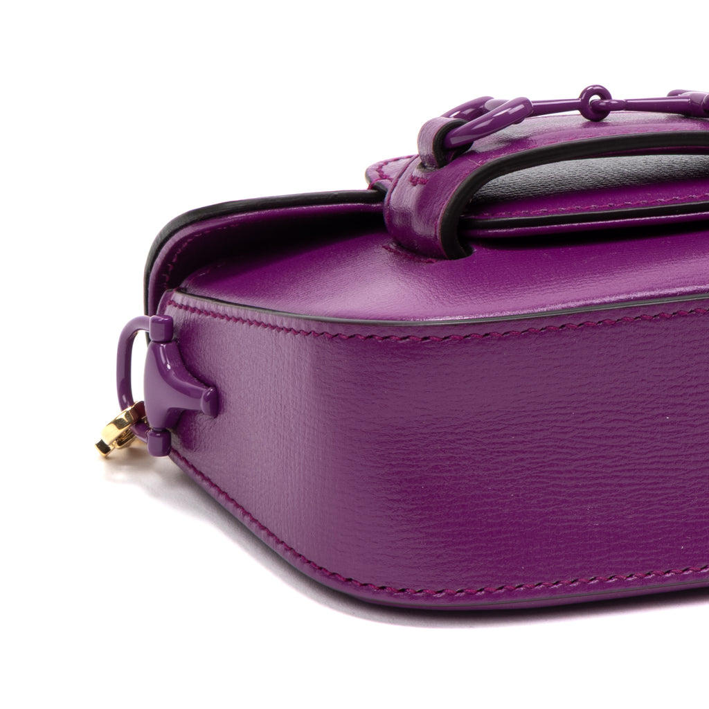 Shoulder Bag Horsebit 1955 Mini Purple Calfskin Leather