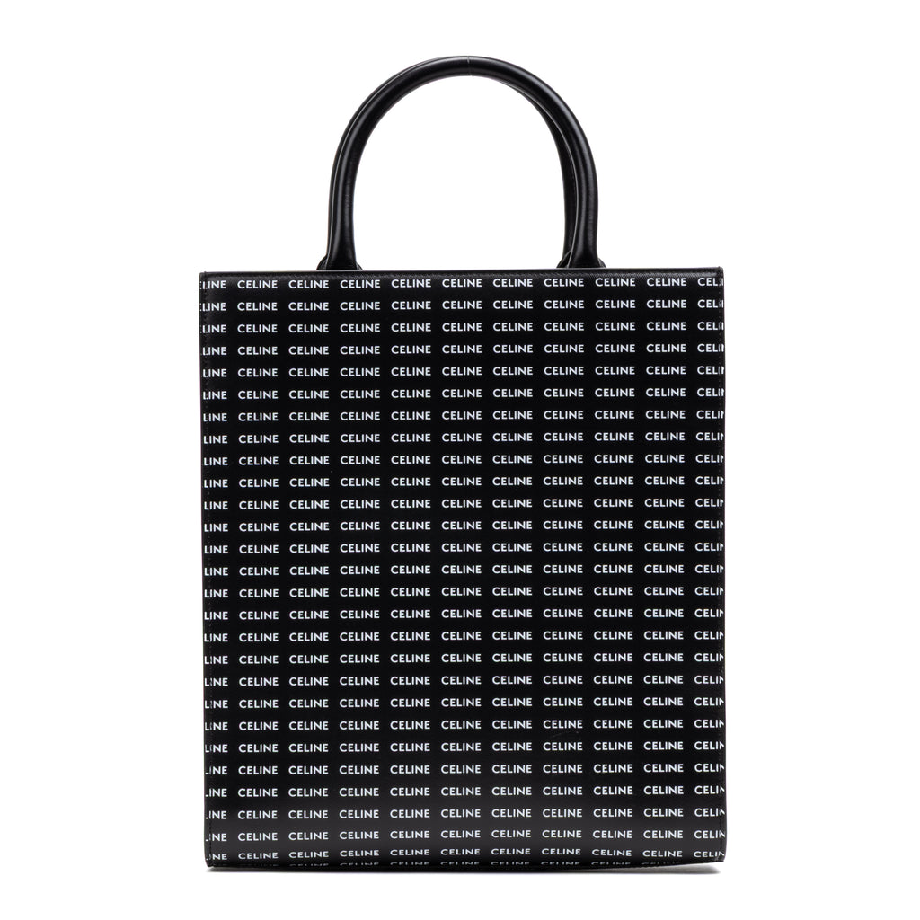 Shoulder Bag Vertical Cabas Tote Medium Black Printed Calfskin Leather