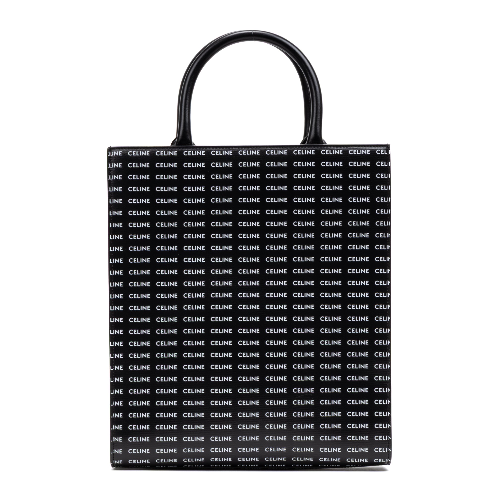 Shoulder Bag Vertical Cabas Tote Medium Black Printed Calfskin Leather