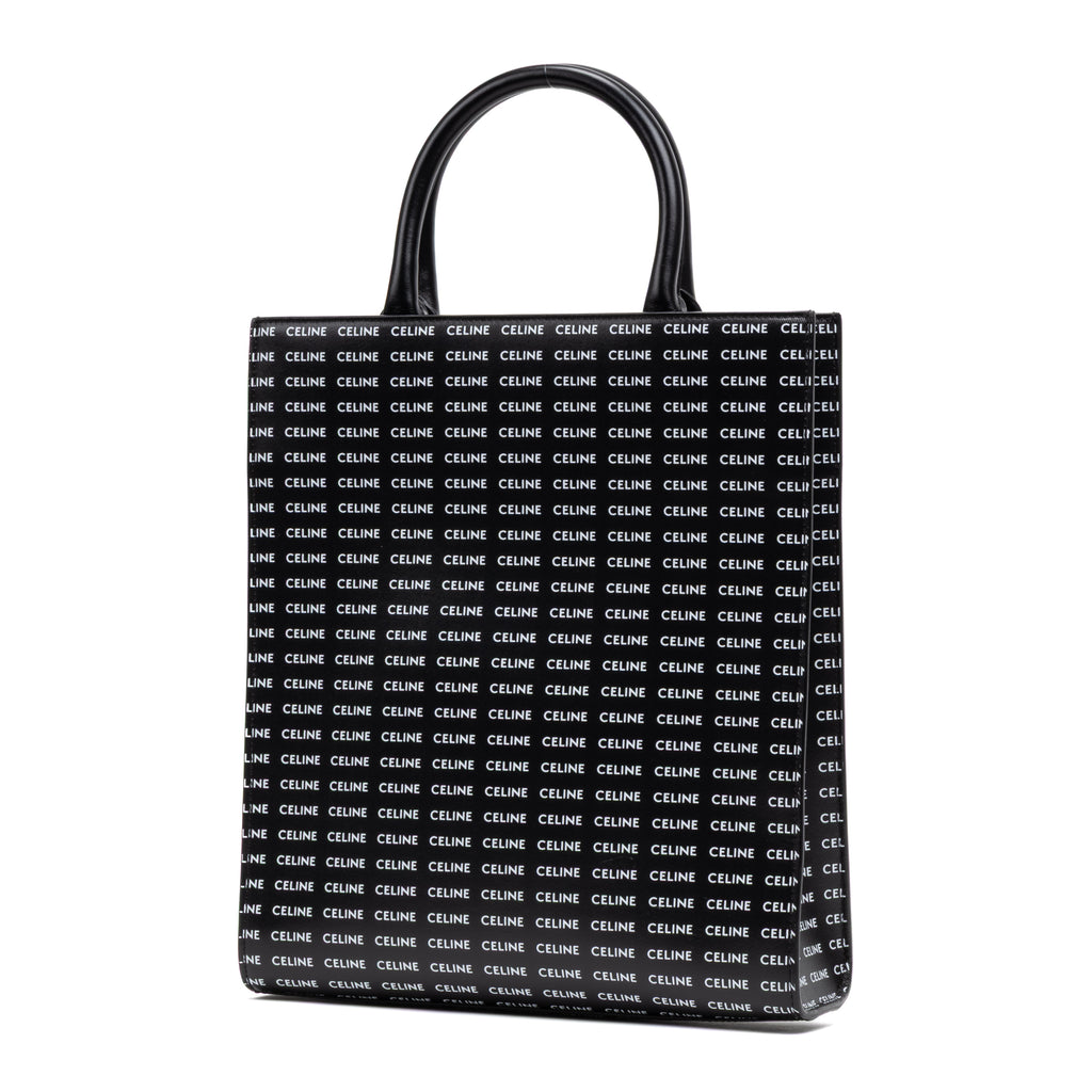 Shoulder Bag Vertical Cabas Tote Medium Black Printed Calfskin Leather