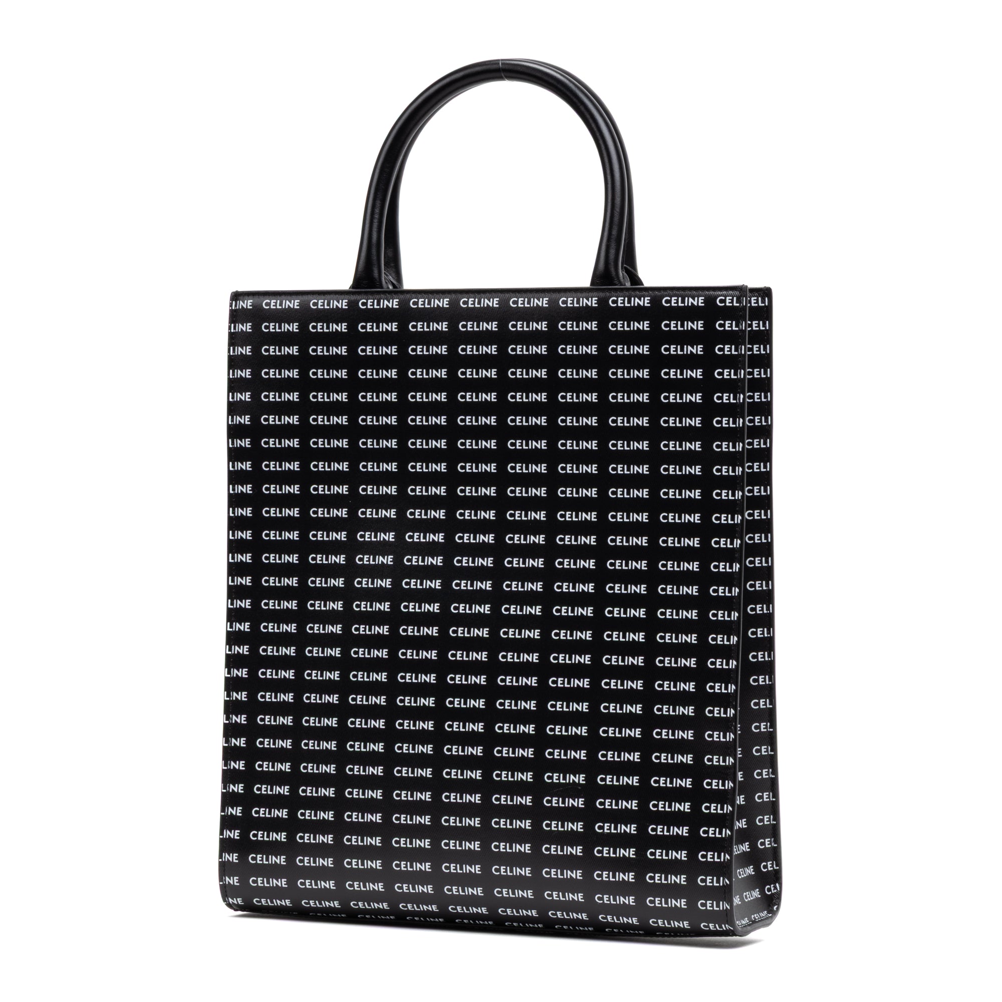Shoulder Bag Vertical Cabas Tote Medium Black Printed Calfskin Leather