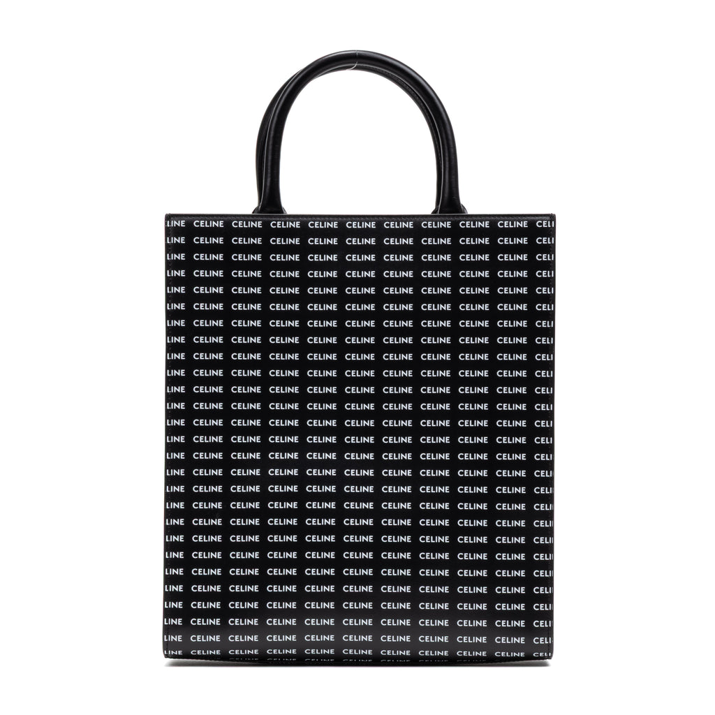 Shoulder Bag Vertical Cabas Tote Medium Black Printed Calfskin Leather
