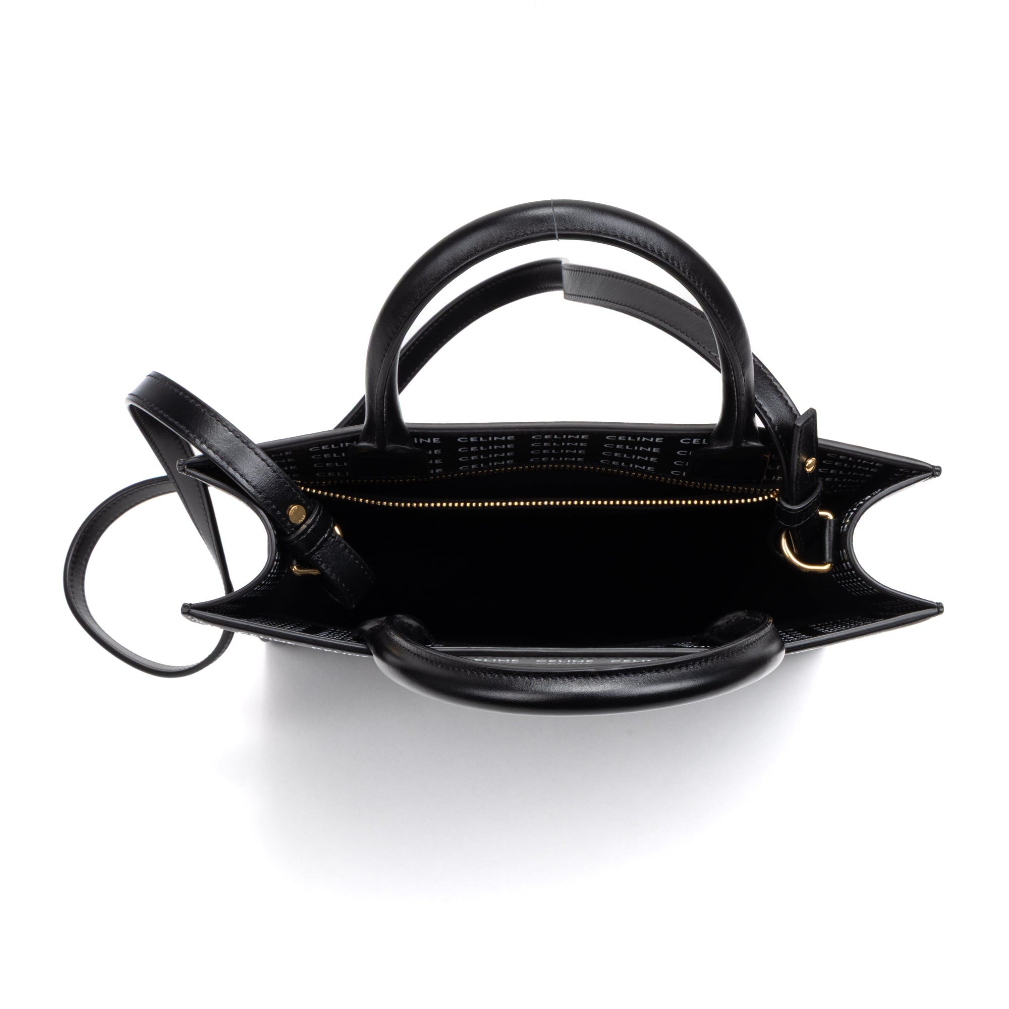 Shoulder Bag Vertical Cabas Tote Medium Black Printed Calfskin Leather