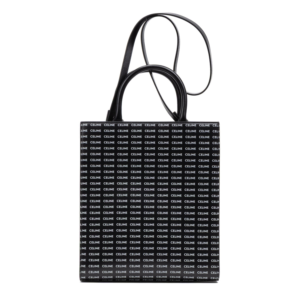 Shoulder Bag Vertical Cabas Tote Medium Black Printed Calfskin Leather