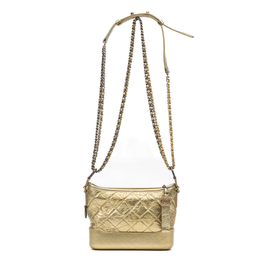 Shoulder Bag Gabrielle Hobo Bag Small Gold Aged Calfskin Quilted Leather