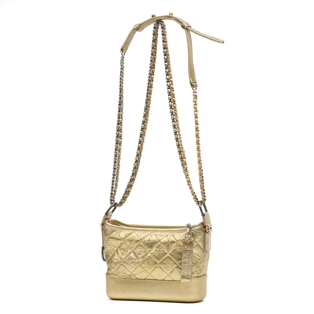 Shoulder Bag Gabrielle Hobo Bag Small Gold Aged Calfskin Quilted Leather