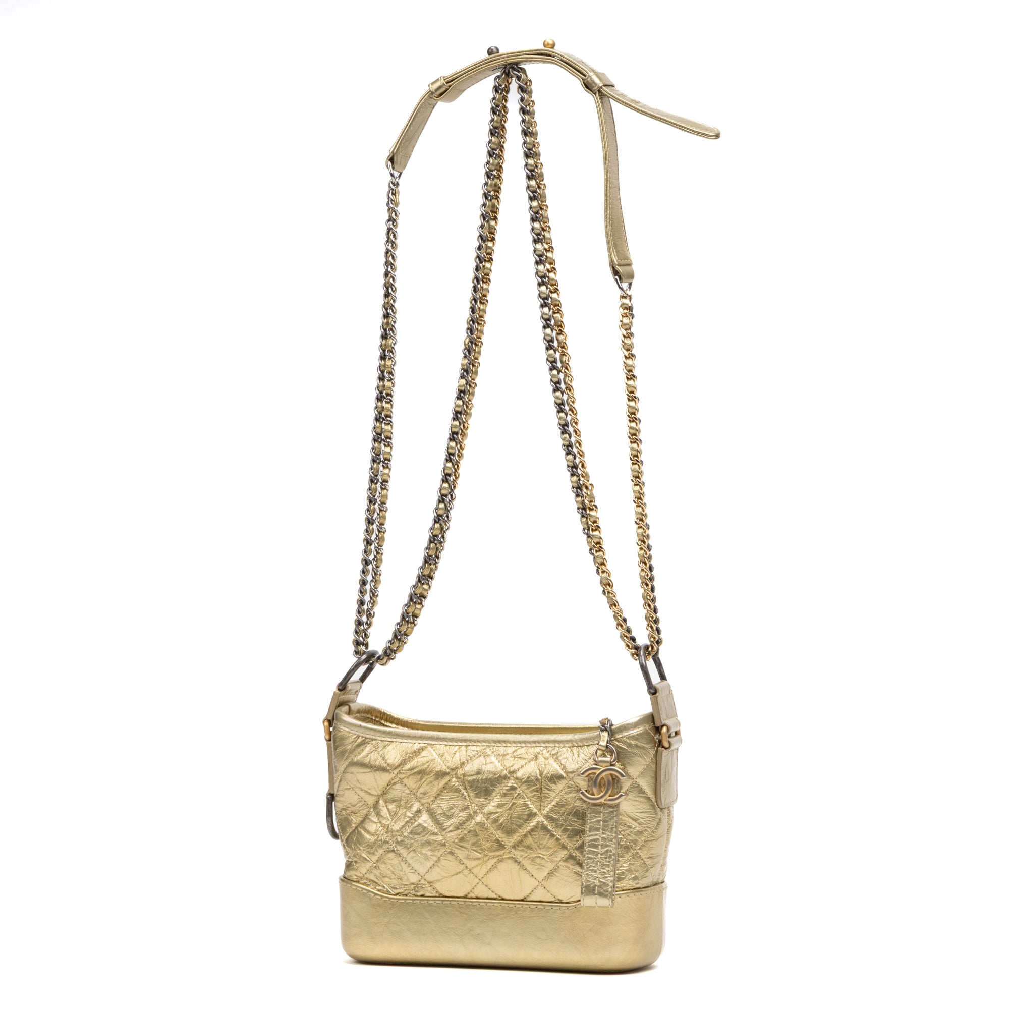 Shoulder Bag Gabrielle Hobo Bag Small Gold Aged Calfskin Quilted Leather