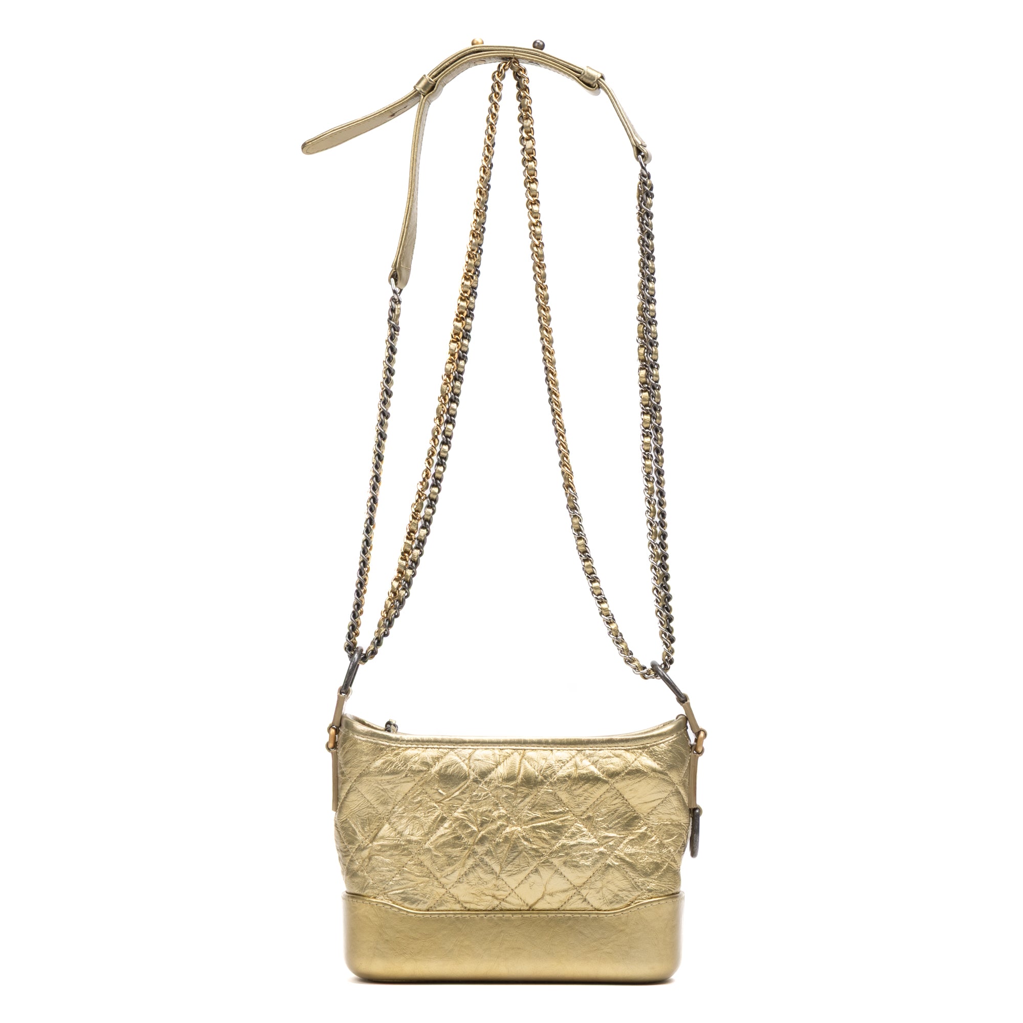 Shoulder Bag Gabrielle Hobo Bag Small Gold Aged Calfskin Quilted Leather