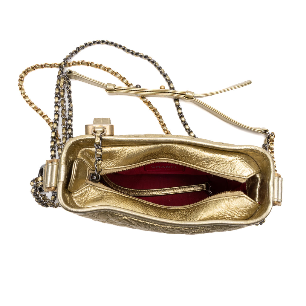 Shoulder Bag Gabrielle Hobo Bag Small Gold Aged Calfskin Quilted Leather