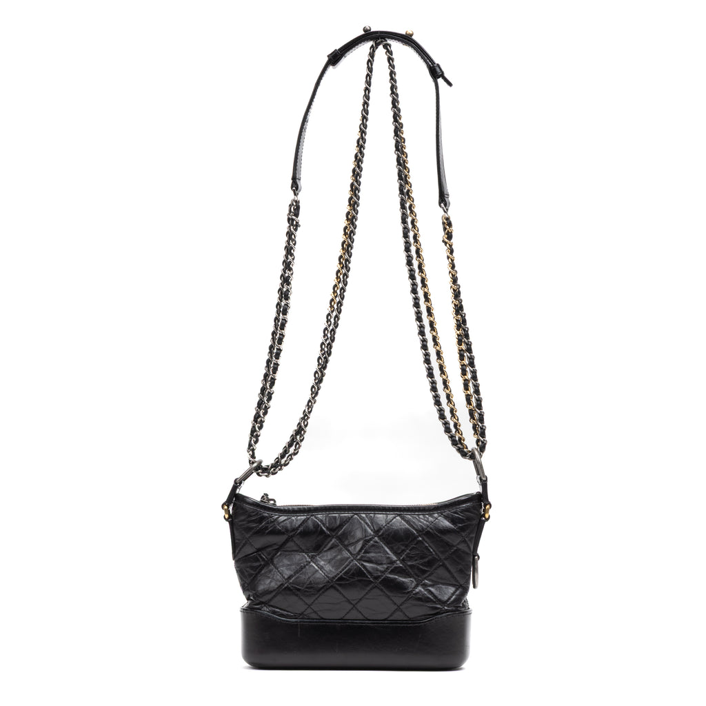 Shoulder Bag Gabrielle Hobo Embellished Small Black Aged Calfskin Quilted Leather