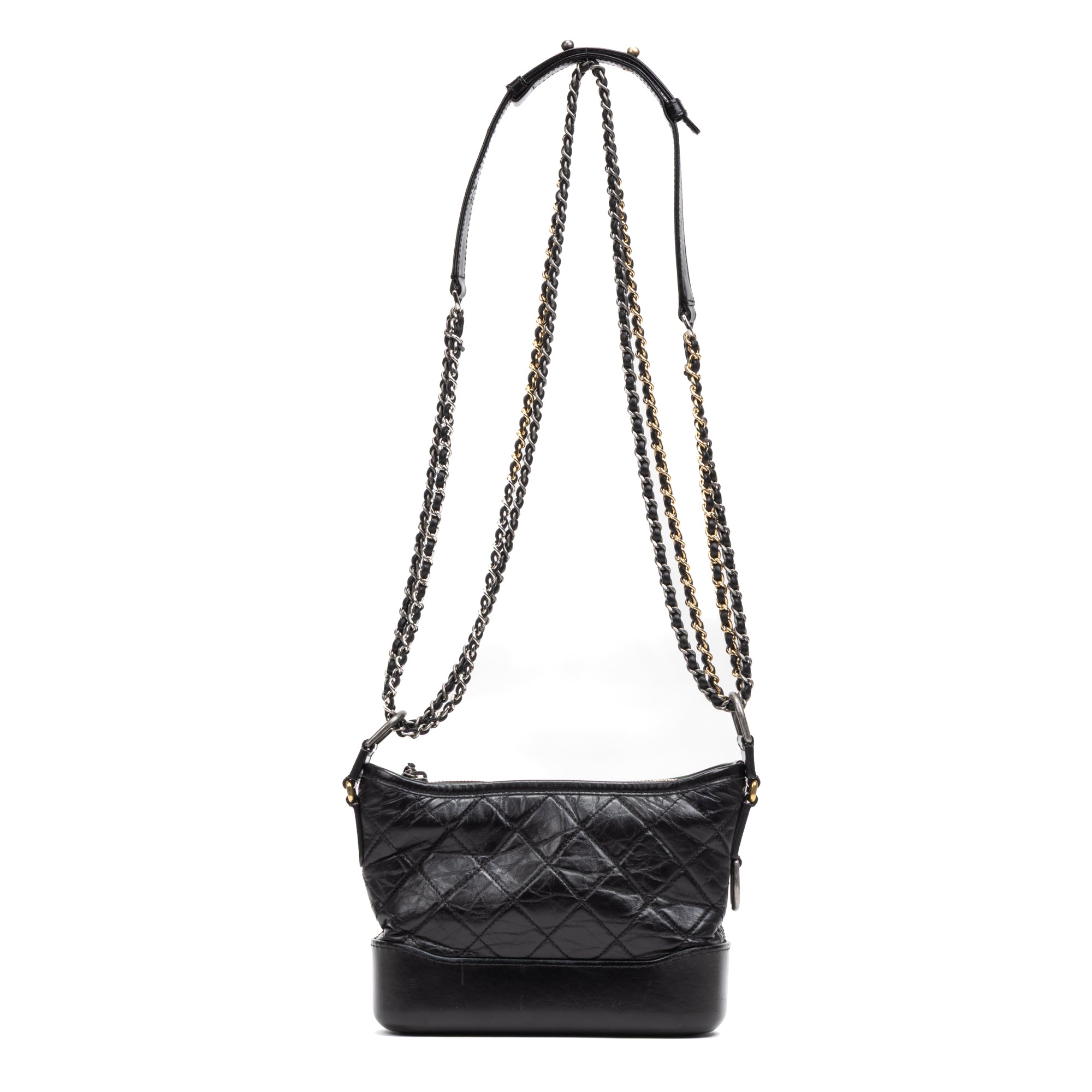 Shoulder Bag Gabrielle Hobo Embellished Small Black Aged Calfskin Quilted Leather