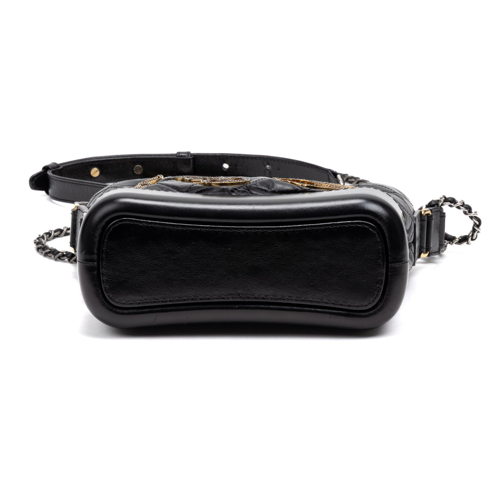 Shoulder Bag Gabrielle Hobo Embellished Small Black Aged Calfskin Quilted Leather