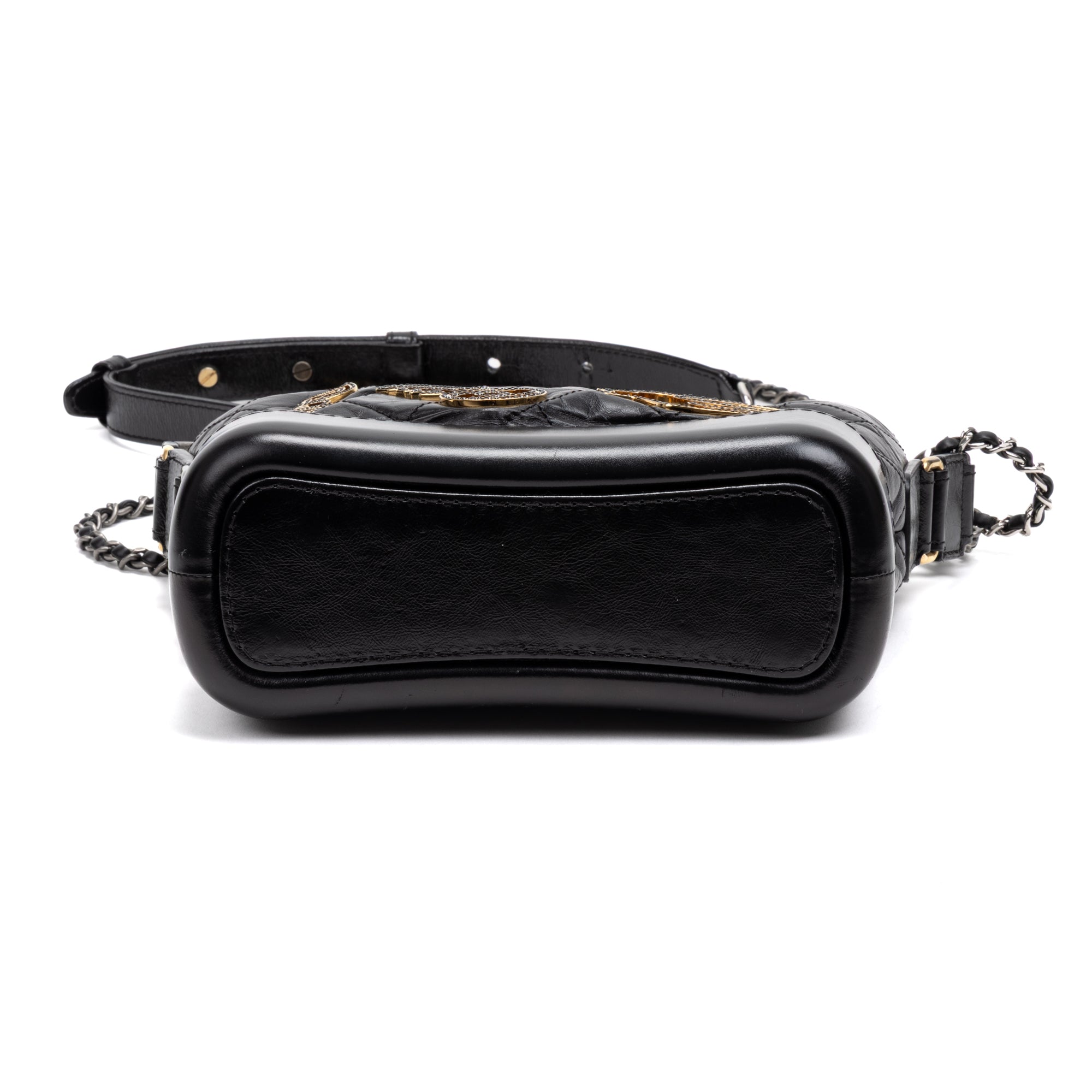 Shoulder Bag Gabrielle Hobo Embellished Small Black Aged Calfskin Quilted Leather