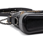 Shoulder Bag Gabrielle Hobo Embellished Small Black Aged Calfskin Quilted Leather