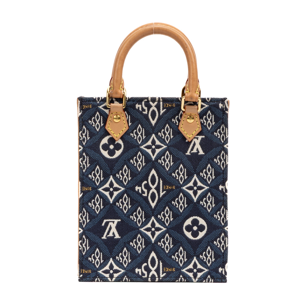 Shoulder Bag Ltd. Ed. Since 1854 Petit Sac Plat Bag Mini Blue Monogram Jacquard Printed Canvas