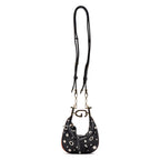 Shoulder Bag Rare Attache Grommet Embellished Mini Black Studded Calfskin Leather