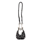 Shoulder Bag Rare Attache Grommet Embellished Mini Black Studded Calfskin Leather