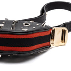 Shoulder Bag Rare Attache Grommet Embellished Mini Black Studded Calfskin Leather