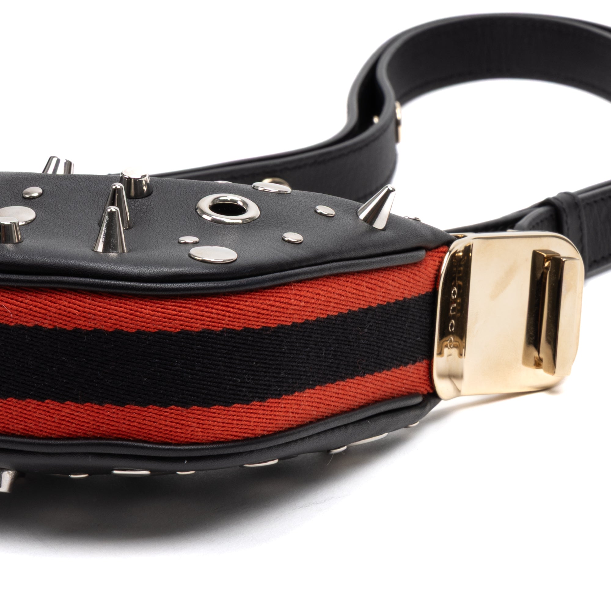 Shoulder Bag Rare Attache Grommet Embellished Mini Black Studded Calfskin Leather