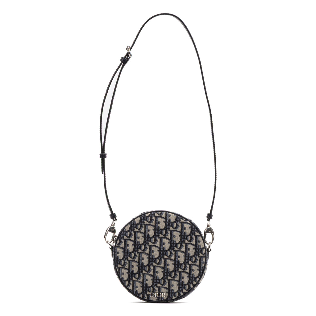 Shoulder Bag Baby Ball Crossbody Mini Navy Oblique Jacquard Canvas