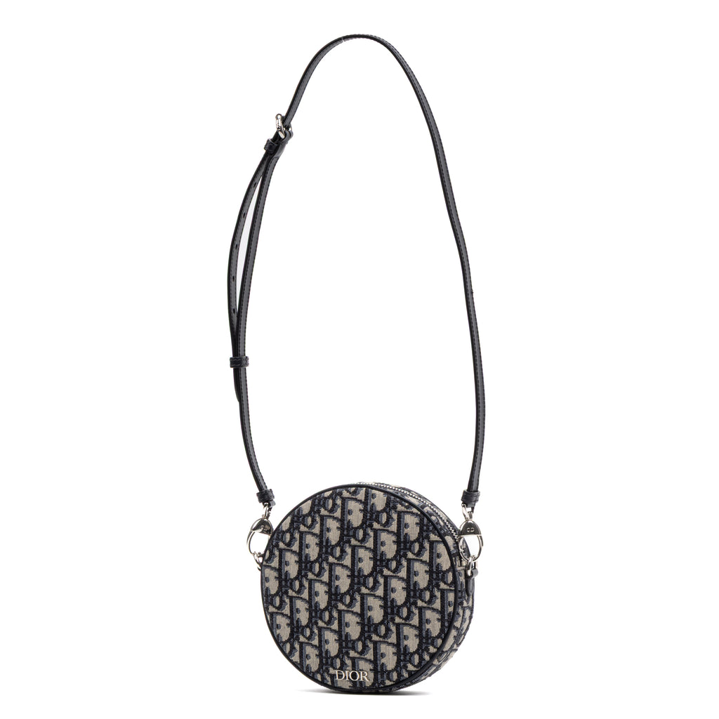 Shoulder Bag Baby Ball Crossbody Mini Navy Oblique Jacquard Canvas