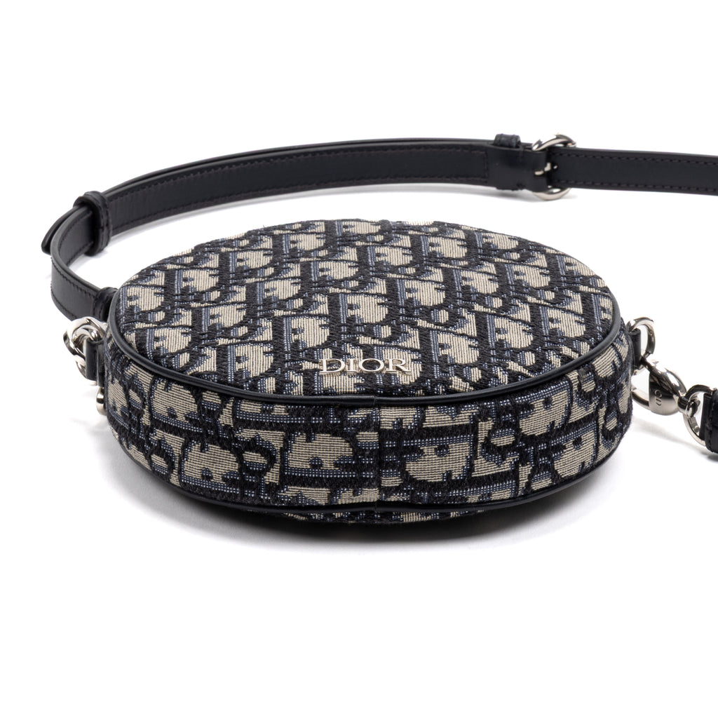 Shoulder Bag Baby Ball Crossbody Mini Navy Oblique Jacquard Canvas
