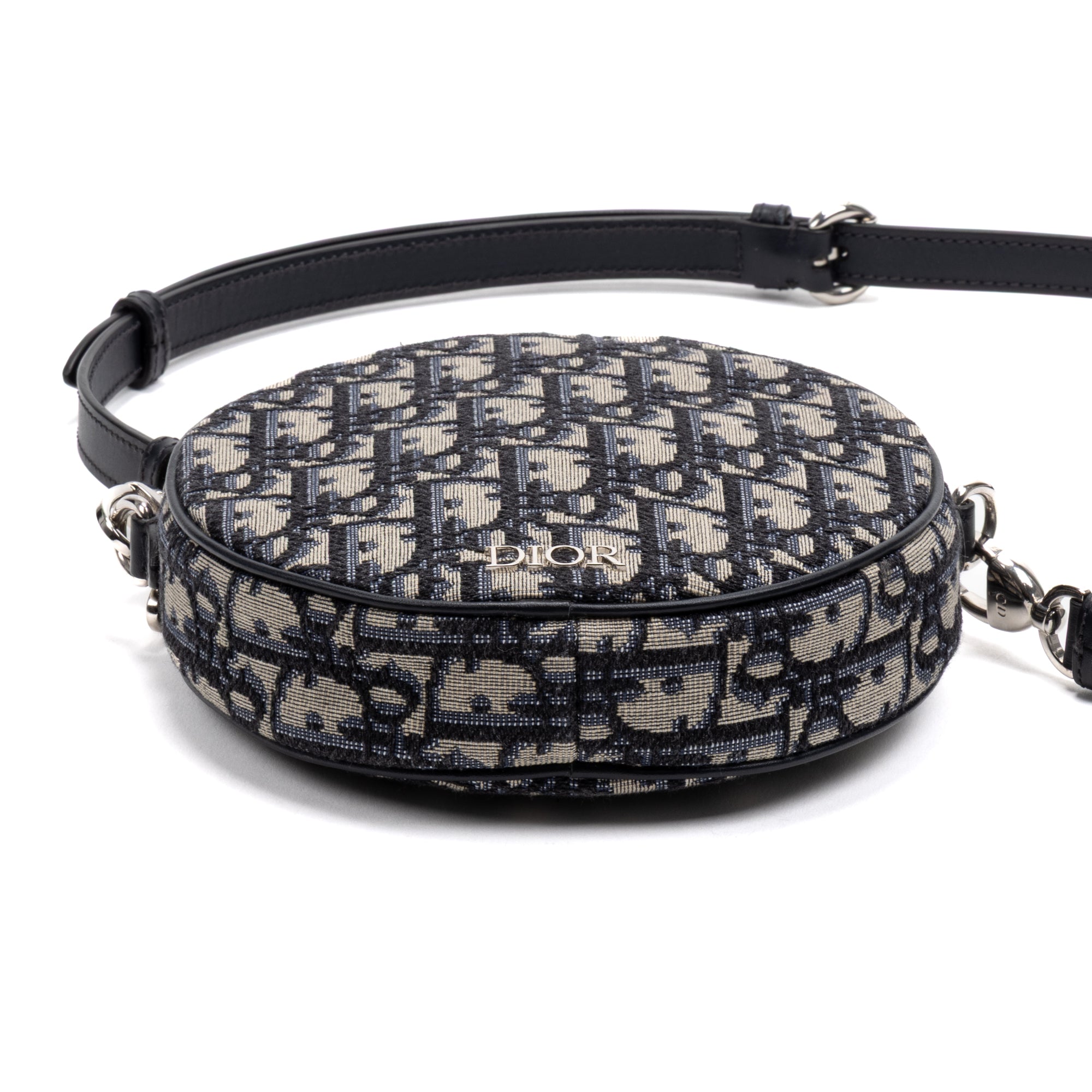 Shoulder Bag Baby Ball Crossbody Mini Navy Oblique Jacquard Canvas