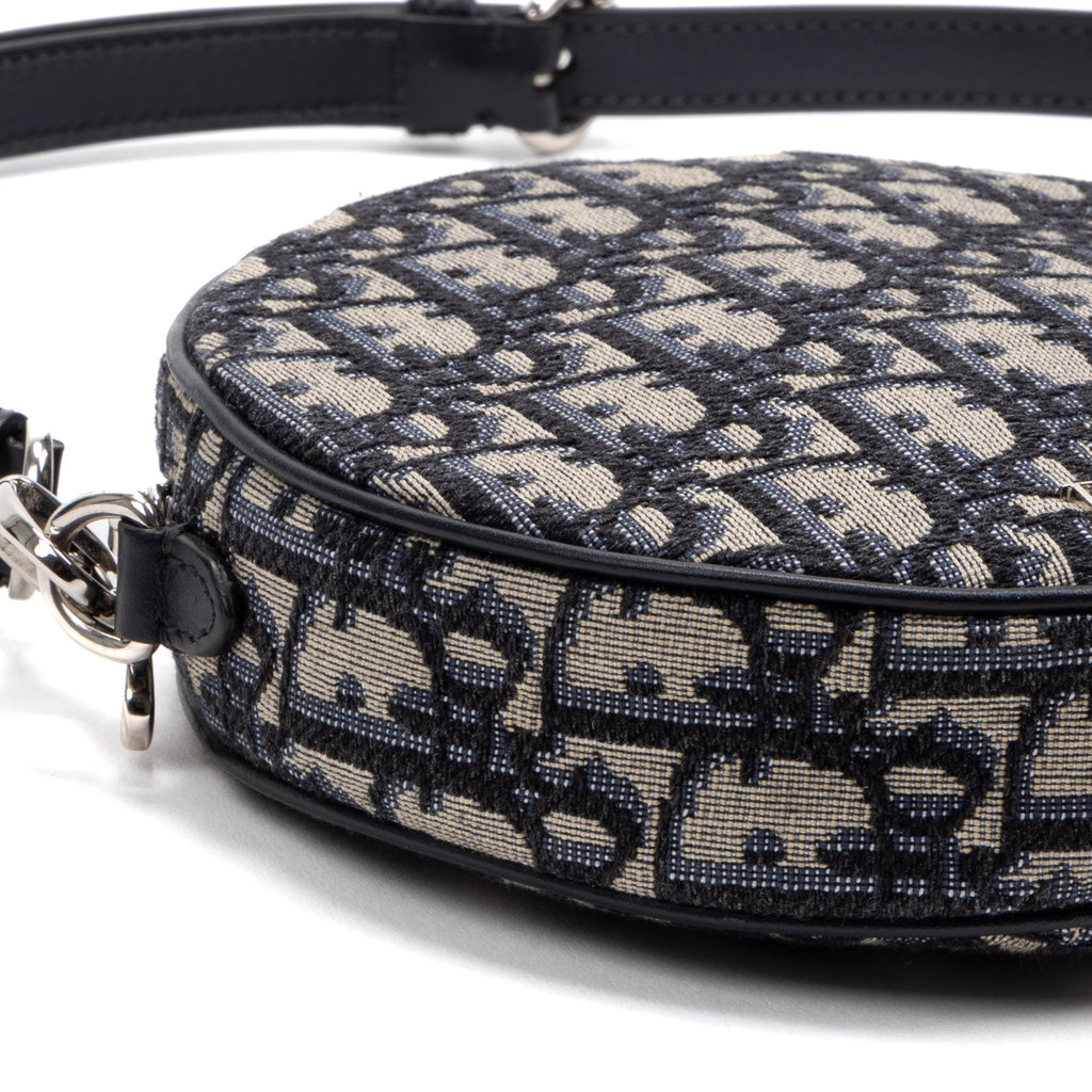 Shoulder Bag Baby Ball Crossbody Mini Navy Oblique Jacquard Canvas