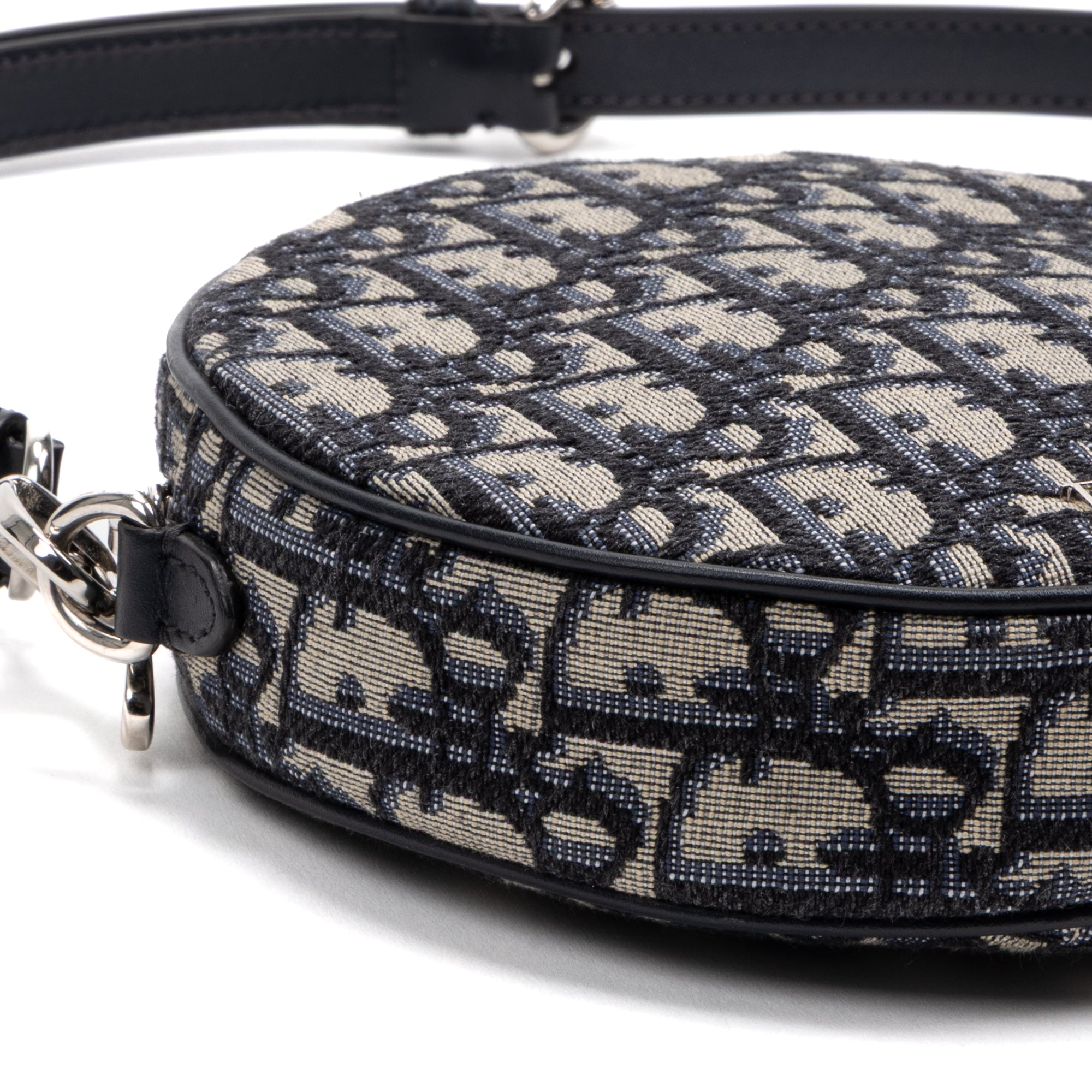 Shoulder Bag Baby Ball Crossbody Mini Navy Oblique Jacquard Canvas