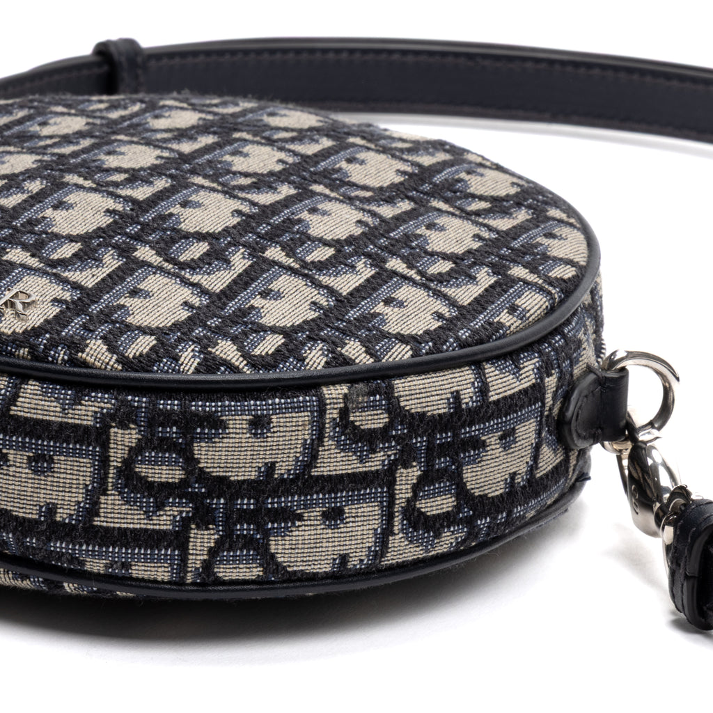 Shoulder Bag Baby Ball Crossbody Mini Navy Oblique Jacquard Canvas