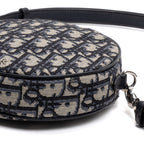 Shoulder Bag Baby Ball Crossbody Mini Navy Oblique Jacquard Canvas