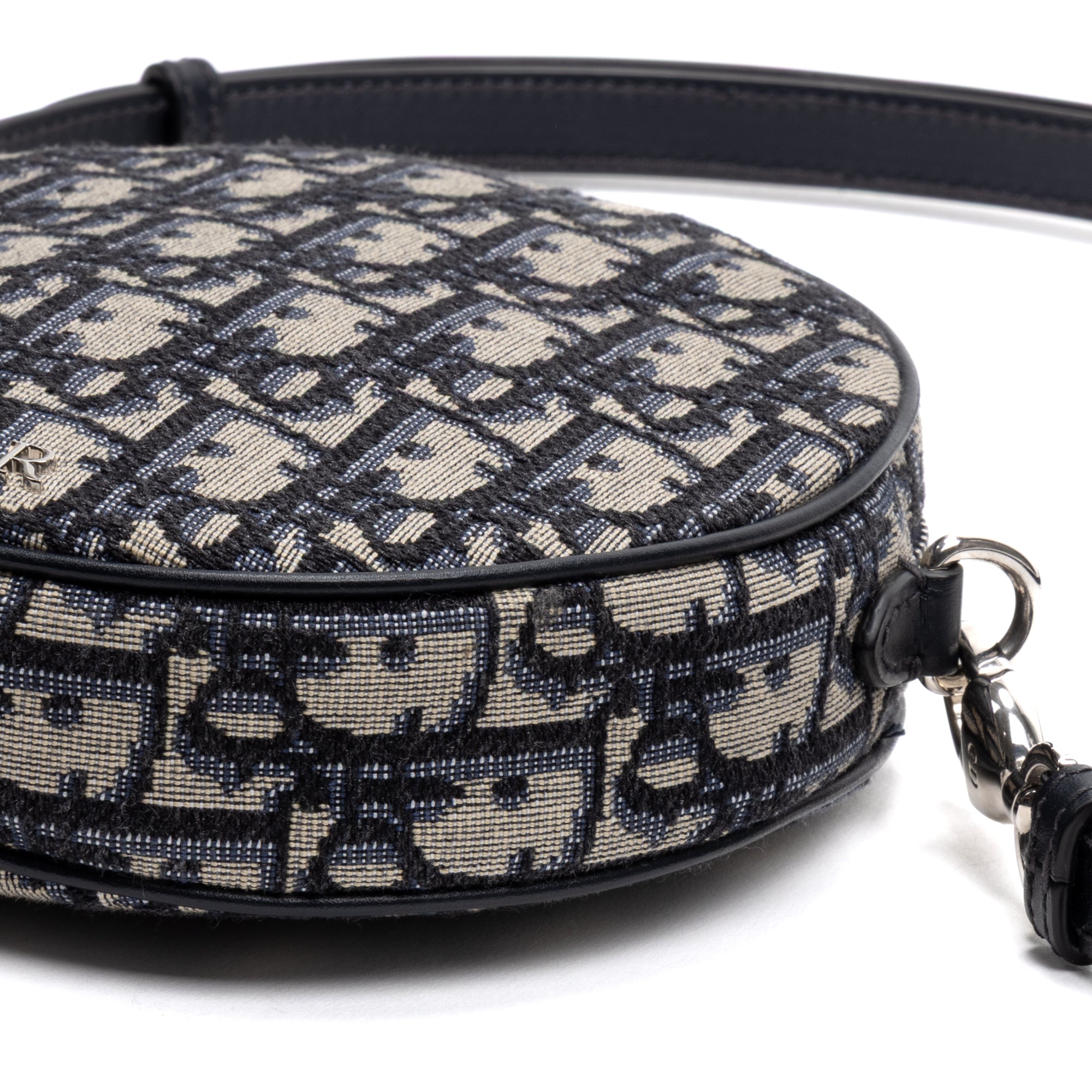 Shoulder Bag Baby Ball Crossbody Mini Navy Oblique Jacquard Canvas